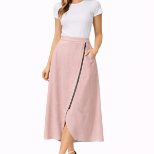 Dusty Rose Asymmetrical Wrap Midi Skirt